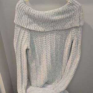 White House Black Market Off-Shoulder Sweater - Light Gray Size Large